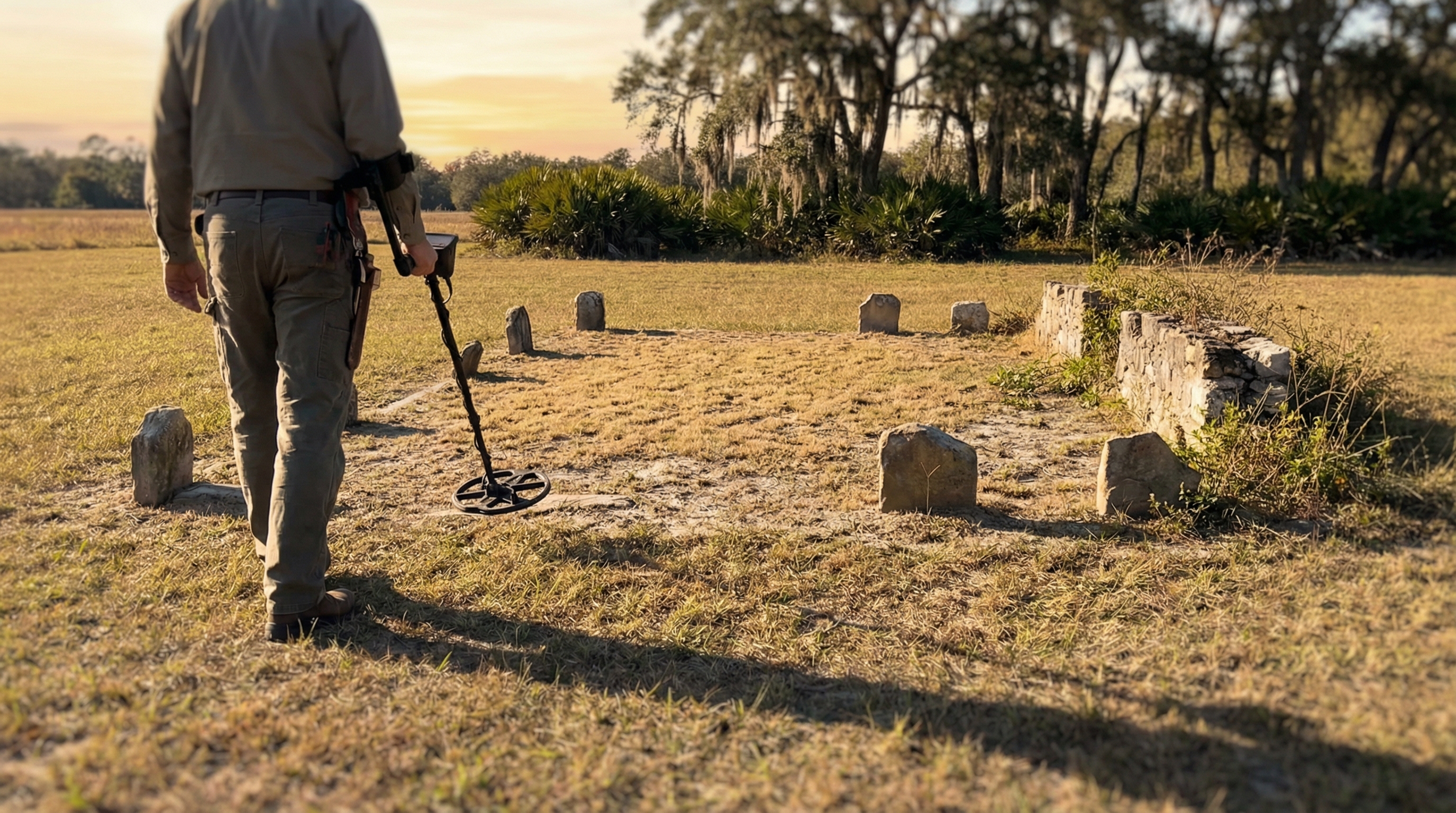 Split view showing an empty field and a ghostly overlay of the old homestead that once stood there