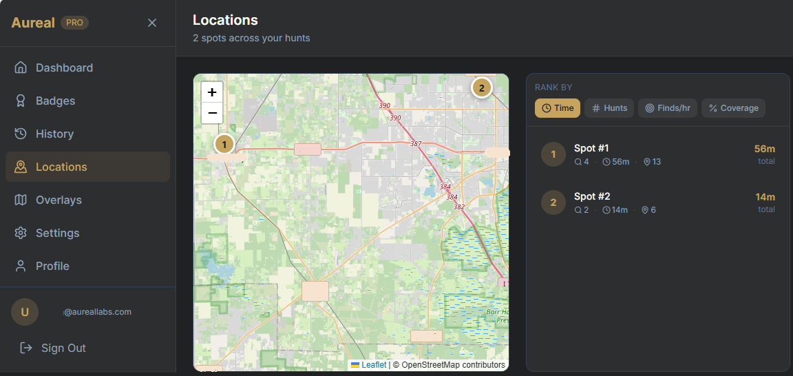 Spot ranking and trail stacking in PRO Portal
